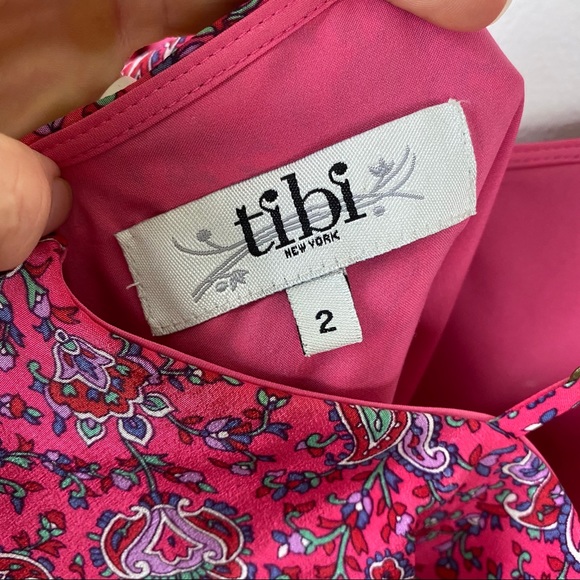 Tibi Silk Paisley Print Spaghetti Strap Dress sz 2 - Picture 6 of 7
